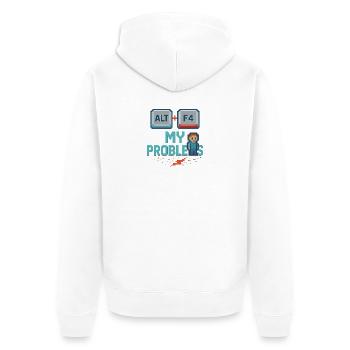 Alt + F4 My Problems - Unisex Premium Organic Zip Hoodie - white - Back - Thijin (182cm)