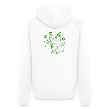 Party Capybara – Juggling Fun - Unisex Premium Organic Zip Hoodie - white - Back - Thijin (182cm)