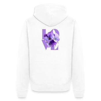 Pensée violette Art floral - Veste à capuche bio Premium Unisexe - blanc - Dos - Thijin (182cm)
