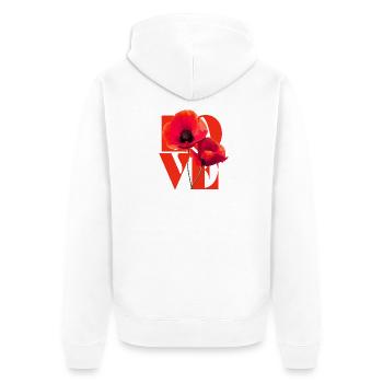 Fleur de coquelicot vif Art Design - Veste à capuche bio Premium Unisexe - blanc - Dos - Thijin (182cm)