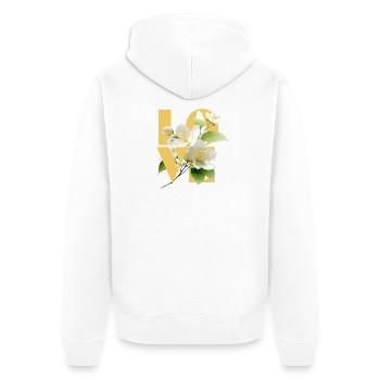 Elegant Jasmine Floral Love Typography - Unisex Premium Organic Zip Hoodie - white - Back - Thijin (182cm)