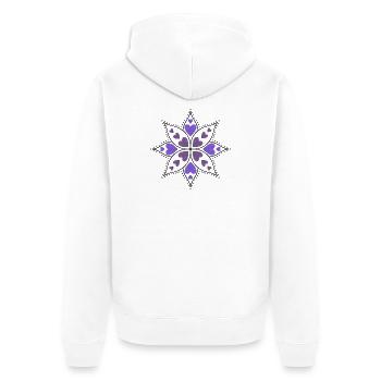 Mandala cœurs violets - Veste à capuche bio Premium Unisexe - blanc - Dos - Thijin (182cm)