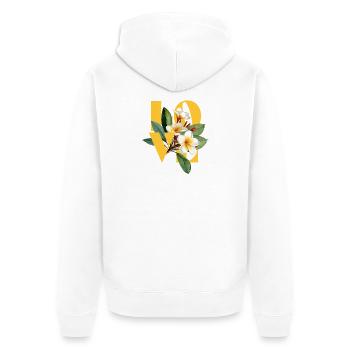Tropisches florales Frangipani Love Design - Unisex Premium Bio Zip Hoodie - Weiß - Hinten - Thijin (182cm)
