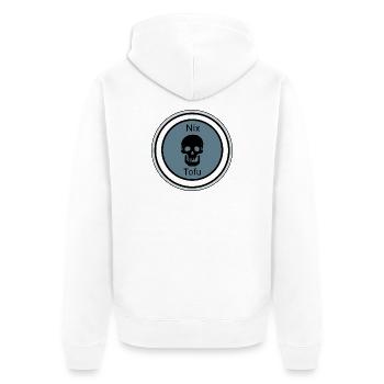 Illustration de tofu crâne pour streetwear - Veste à capuche bio Premium Unisexe - blanc - Dos - Thijin (182cm)