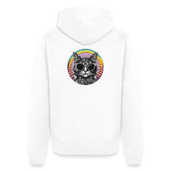 Katzenporträt mit Sonnenbrille - Unisex Premium Bio Zip Hoodie - Weiß - Hinten - Thijin (182cm)