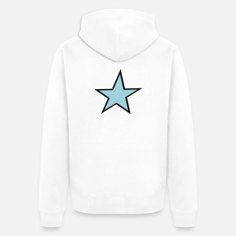 Heller blauer Stern mit schwarzem Rand - Unisex Premium Bio Zip Hoodie - Weiß