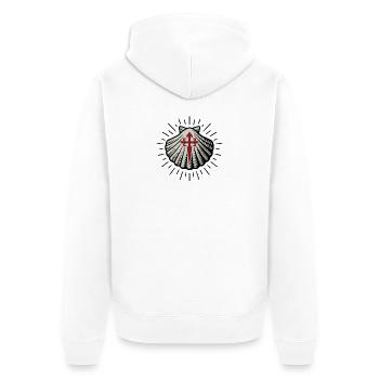 Coquille Saint-Jacques avec Croix de Saint-Jacques-de-Compostelle - Veste à capuche bio Premium Unisexe - blanc - Dos - Thijin (182cm)