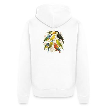 Collection of Colorful and Manchu Parrots - Unisex Premium Organic Zip Hoodie - white - Back - Thijin (182cm)