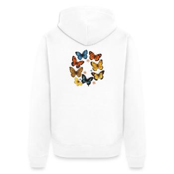 Colorful butterflies on a black background - Unisex Premium Organic Zip Hoodie - white - Back - Thijin (182cm)