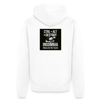 Insomnia Meme Graphic Tee - Unisex Premium Organic Zip Hoodie - white - Back - Thijin (182cm)