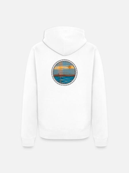 Sunset on the water - Unisex Premium Organic Zip Hoodie - white