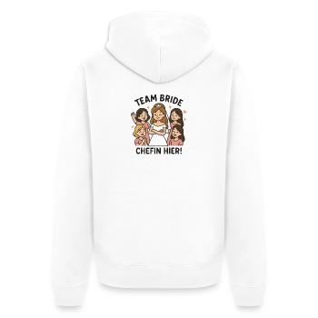 Team Bride – patron ici ! Conception d’enterrement de vie de garçon de haute qualité - Veste à capuche bio Premium Unisexe - blanc - Dos - Thijin (182cm)
