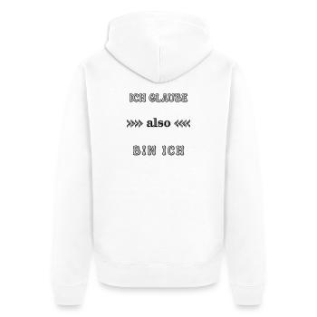 Wordart I Believe Therefore I Am Saying Statement - Unisex Premium Organic Zip Hoodie - white - Back - Thijin (182cm)
