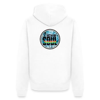 Rastafari Soul Design mit Regenbogenbalken - Unisex Premium Bio Zip Hoodie - Weiß - Hinten - Thijin (182cm)