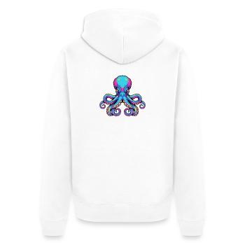 Bunte Oktopus-Illustration mit Neon-Akzenten - Unisex Premium Bio Zip Hoodie - Weiß - Hinten - Thijin (182cm)