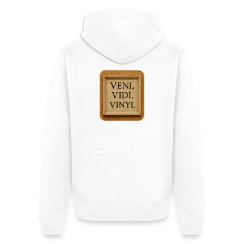 Veni, Vidi, Vinyl - Unisex Premium Organic Zip Hoodie - white - Back - Thijin (182cm)