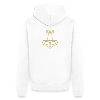 Marteau de Thor Mjölnir – Noble symbole nordique - Veste à capuche bio Premium Unisexe - blanc - Dos - Thijin (182cm)