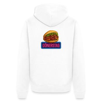 Kebab Day – Motif de jeu de mots amusant sur le kebab - Veste à capuche bio Premium Unisexe - blanc - Dos - Thijin (182cm)