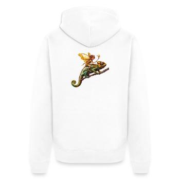 Magical elf rider on chameleon - Unisex Premium Organic Zip Hoodie - white - Back - Thijin (182cm)
