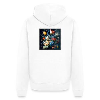 Blumenstrauß mit fantasievollem Farbenspiel Gobeli - Unisex Premium Bio Zip Hoodie - Weiß - Hinten - Thijin (182cm)