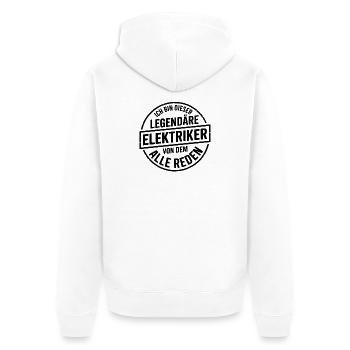 Elektriker Elektromeister - legendär - Unisex Premium Bio Zip Hoodie - Weiß - Hinten - Thijin (182cm)