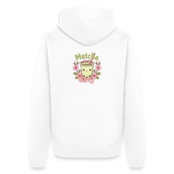 Kawaii Matcha Latte – Matcha Girly - Unisex Premium Bio Zip Hoodie - Weiß - Hinten - Thijin (182cm)