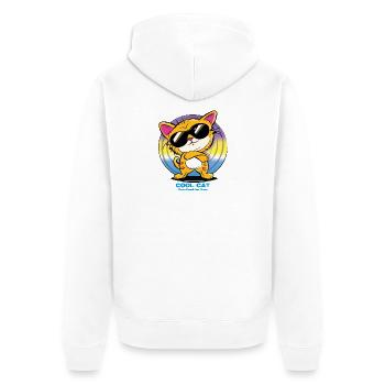 Coole Katze mit Sonnenbrille - Unisex Premium Bio Zip Hoodie - Weiß - Hinten - Thijin (182cm)