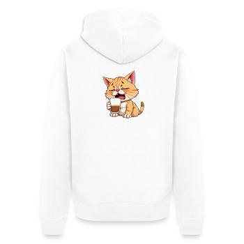 Katze_noch_nicht_wach - Unisex Premium Organic Zip Hoodie - white - Back - Thijin (182cm)