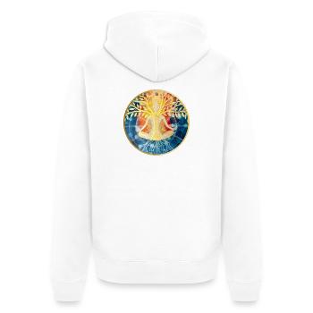 Lebendige Baum-Meditation Illustration - Unisex Premium Bio Zip Hoodie - Weiß - Hinten - Thijin (182cm)