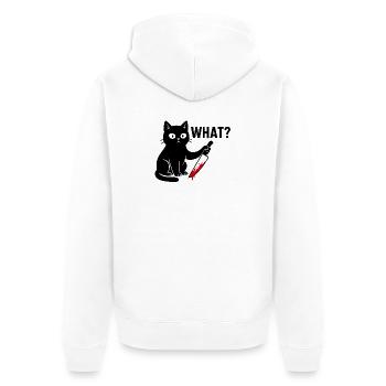 Black Cat with Knife – Funny Halloween - Unisex Premium Organic Zip Hoodie - white - Back - Thijin (182cm)