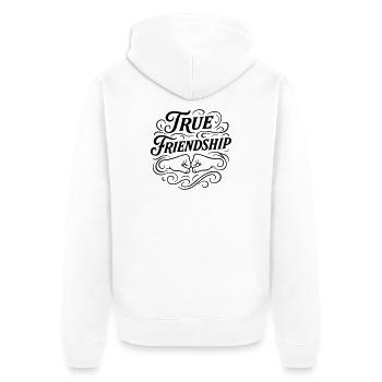 Freundschaft Spruch Freunde - Unisex Premium Bio Zip Hoodie - Weiß - Hinten - Thijin (182cm)