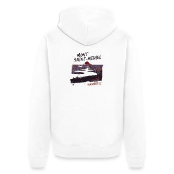 Mont Saint-Michel, Sonnenuntergang, Normandie - Unisex Premium Bio Zip Hoodie - Weiß - Hinten - Thijin (182cm)