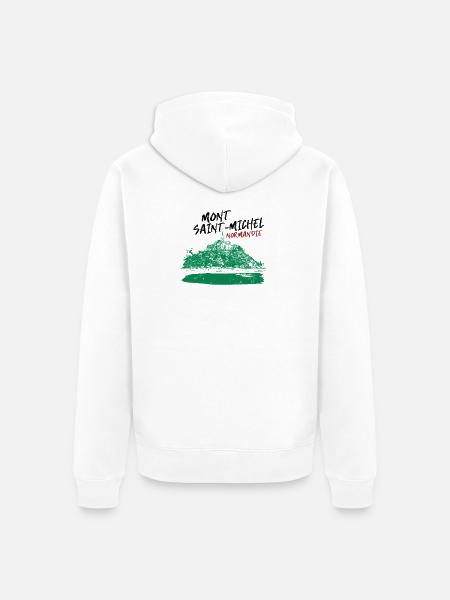 Normandie Mont Saint-Michel in Grün - Unisex Premium Bio Zip Hoodie - Weiß