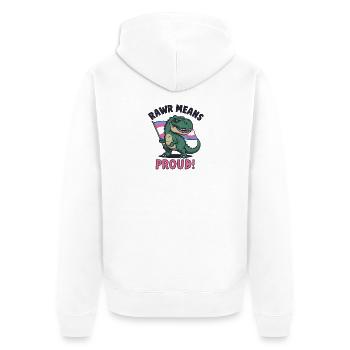 T-Rex Pride – Rawr signifie fier - Veste à capuche bio Premium Unisexe - blanc - Dos - Thijin (182cm)