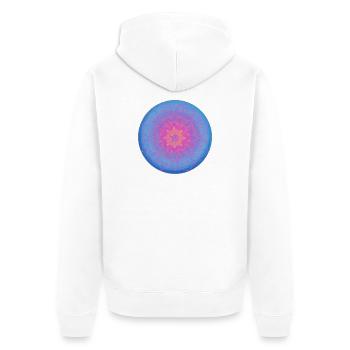 Träumerisches Mandala in blau-lila - Unisex Premium Bio Zip Hoodie - Weiß - Hinten - Thijin (182cm)