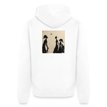 Feminine Silhouetten und minimalistischer Vogel - Unisex Premium Bio Zip Hoodie - Weiß - Hinten - Thijin (182cm)