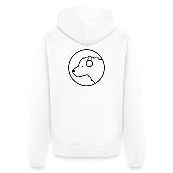 Eisbär DJ – Musik, Polar & Coolness-Faktor - Unisex Premium Bio Zip Hoodie - Weiß - Hinten - Thijin (182cm)