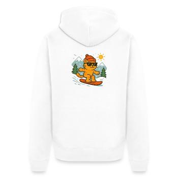 Surfer cat from the peaks in the sun - Unisex Premium Organic Zip Hoodie - white - Back - Thijin (182cm)