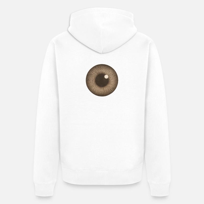 Iris brun gros plan - Veste à capuche bio Premium Unisexe - blanc