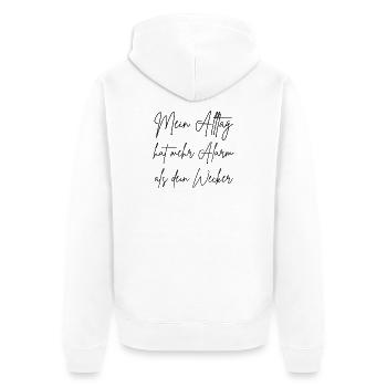 Ma vie quotidienne a plus d’alarme que ton réveil - Veste à capuche bio Premium Unisexe - blanc - Dos - Thijin (182cm)