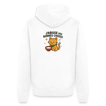 Zen cat enjoying the good things - Unisex Premium Organic Zip Hoodie - white - Back - Thijin (182cm)