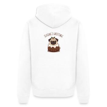 Cartoon Pug as Spice Cake – Season's Greetings - Unisex Premium Organic Zip Hoodie - white - Back - Thijin (182cm)