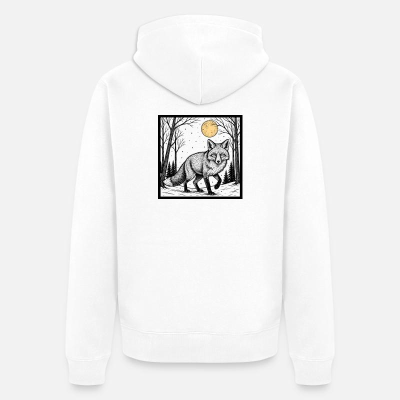 Renard dans la forêt hivernale - Veste à capuche bio Premium Unisexe - blanc
