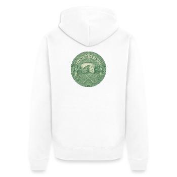 In Cheese we trust - Unisex Premium Organic Zip Hoodie - white - Back - Thijin (182cm)