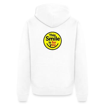 Dieses Lächeln ist für Sie - Unisex Premium Bio Zip Hoodie - Weiß - Hinten - Thijin (182cm)