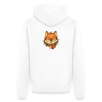 Fuchs Brille Schal Cartoon - Unisex Premium Bio Zip Hoodie - Weiß - Hinten - Thijin (182cm)