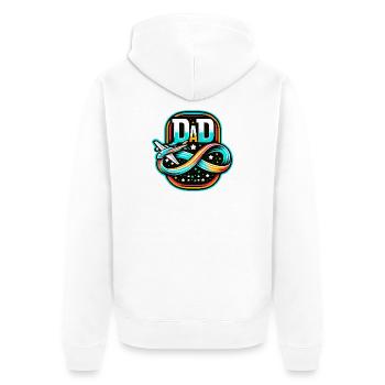 Dad Flight Emblem, Pilot Father  - Unisex Premium Organic Zip Hoodie - white - Back - Thijin (182cm)