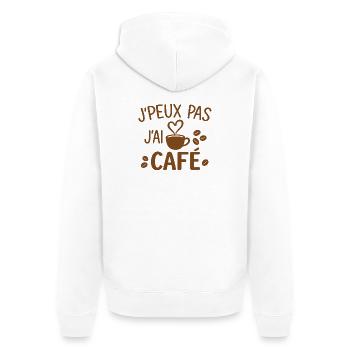 I can't I have coffee - Unisex Premium Organic Zip Hoodie - white - Back - Thijin (182cm)