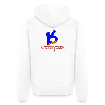 Departement 16 Charentaise - Unisex Premium Bio Zip Hoodie - Weiß - Hinten - Thijin (182cm)