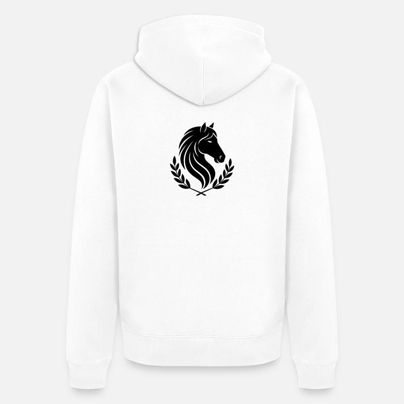 Tête de cheval Couronne de feuille Silhouette - Veste à capuche bio Premium Unisexe - blanc